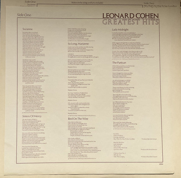 Leonard Cohen : Greatest Hits (LP, Comp)
