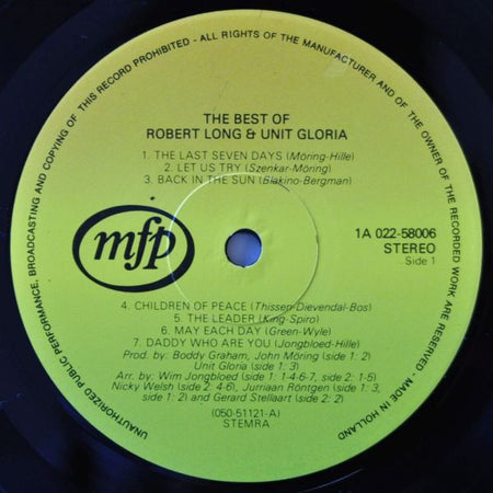 Robert Long & Unit Gloria : The Best Of Robert Long & Unit Gloria (LP, Comp)