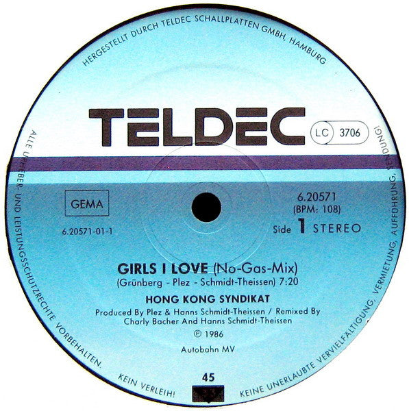 Hongkong Syndikat : Girls I Love (12", Maxi)
