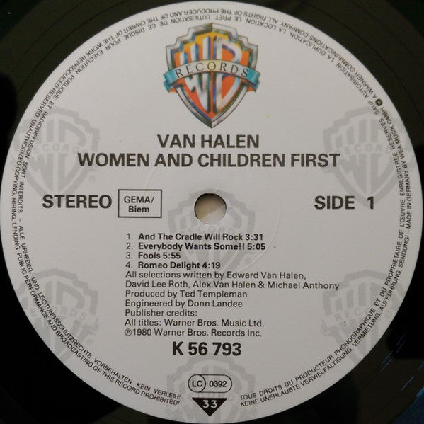 Van Halen : Women And Children First (LP, Album, RP)