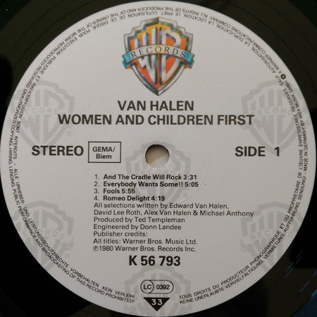Van Halen : Women And Children First (LP, Album, RP)