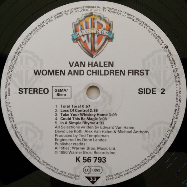 Van Halen : Women And Children First (LP, Album, RP)