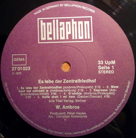 Wolfgang Ambros : Es Lebe Der Zentralfriedhof (LP, Album, RE, RP)