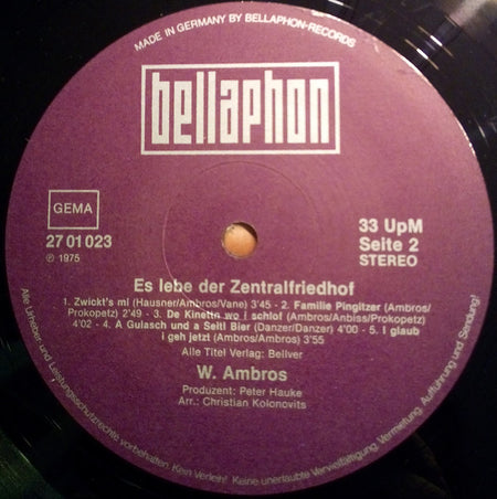 Wolfgang Ambros : Es Lebe Der Zentralfriedhof (LP, Album, RE, RP)