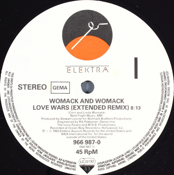 Womack & Womack : Love Wars (Extended Remix) (12", Maxi)