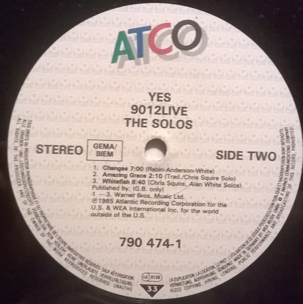 Yes : 9012Live • The Solos (LP, Album)