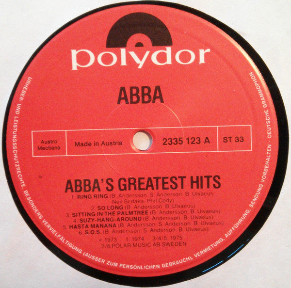 ABBA : The Very Best Of ABBA (ABBA's Greatest Hits) (2xLP, Comp, Gat)
