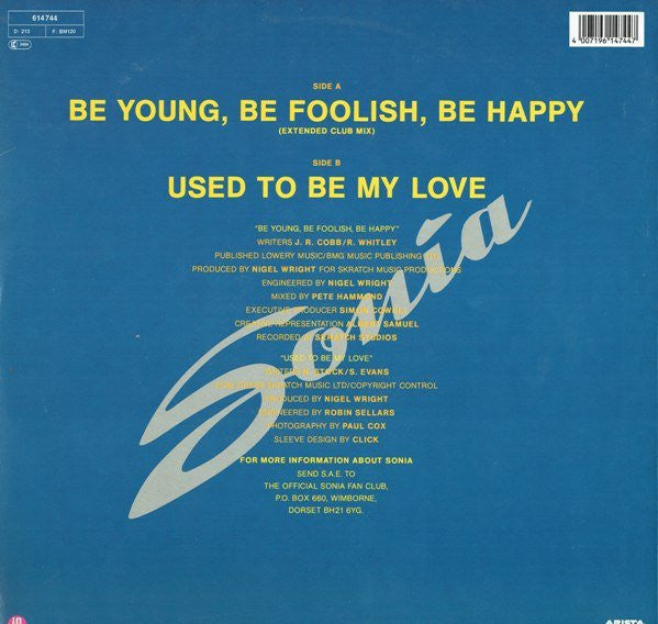 Sonia : Be Young, Be Foolish, Be Happy (12")