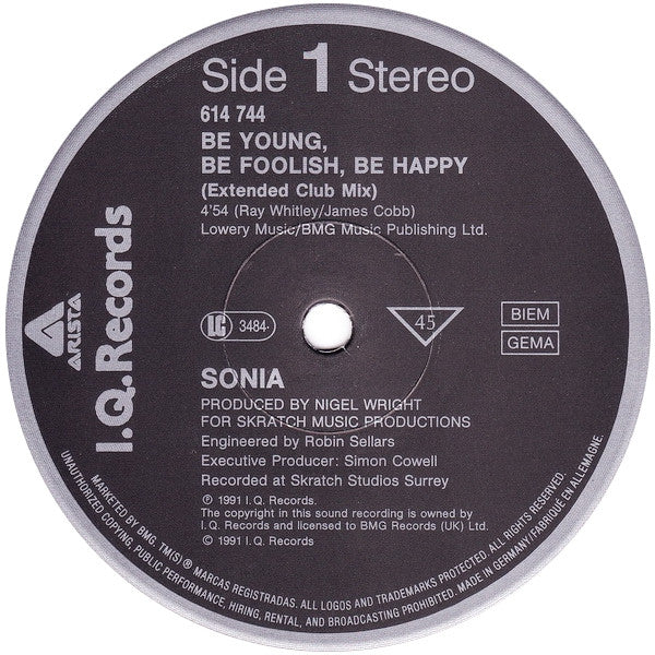 Sonia : Be Young, Be Foolish, Be Happy (12")
