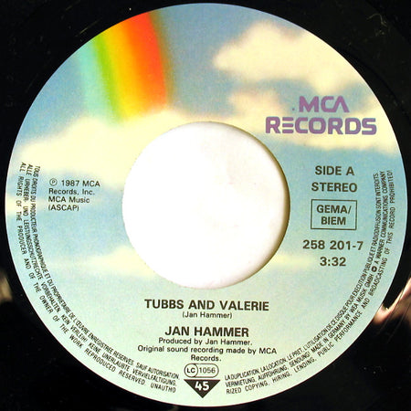 Jan Hammer : Tubbs And Valerie (7", Single)