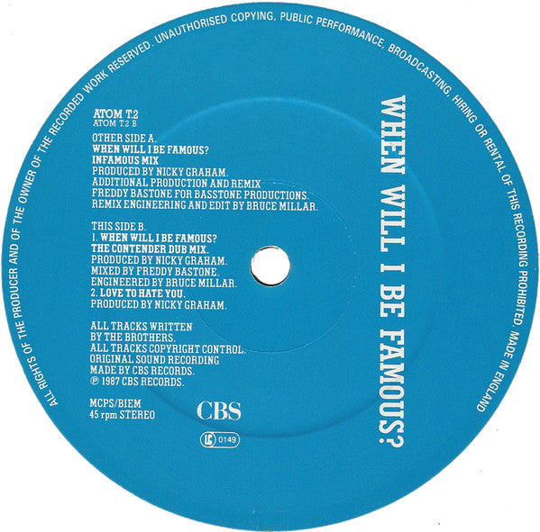 Bros : When Will I Be Famous? (12", Single)
