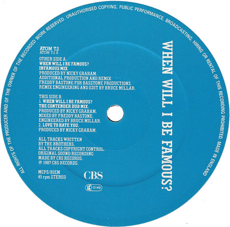 Bros : When Will I Be Famous? (12", Single)