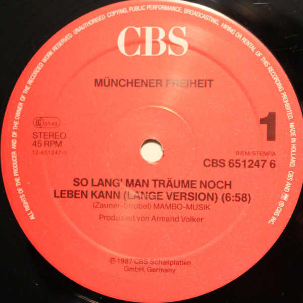 Münchener Freiheit Mit Dem London Symphony Orchestra : So Lang' Man Träume Noch Leben Kann (Lange Version) (12", Maxi)