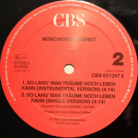 Münchener Freiheit Mit Dem London Symphony Orchestra : So Lang' Man Träume Noch Leben Kann (Lange Version) (12", Maxi)