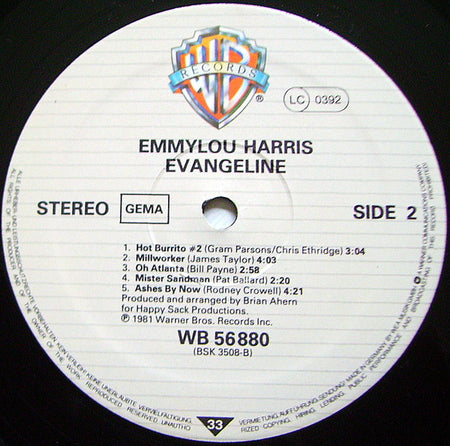 Emmylou Harris : Evangeline (LP, Album)