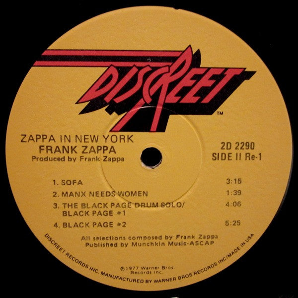 Frank Zappa : Zappa In New York (2xLP, Album, Win)