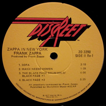 Frank Zappa : Zappa In New York (2xLP, Album, Win)