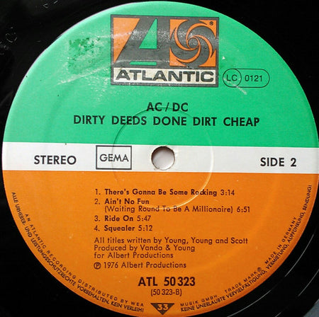 AC/DC : Dirty Deeds Done Dirt Cheap (LP, Album)