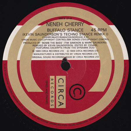 Neneh Cherry : Buffalo Stance (Kevin Saunderson's Techno Stance Remix 1) (12")