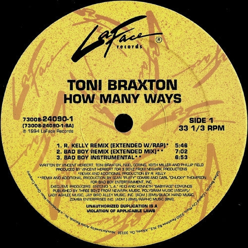 Toni Braxton : How Many Ways / I Belong To You (12")