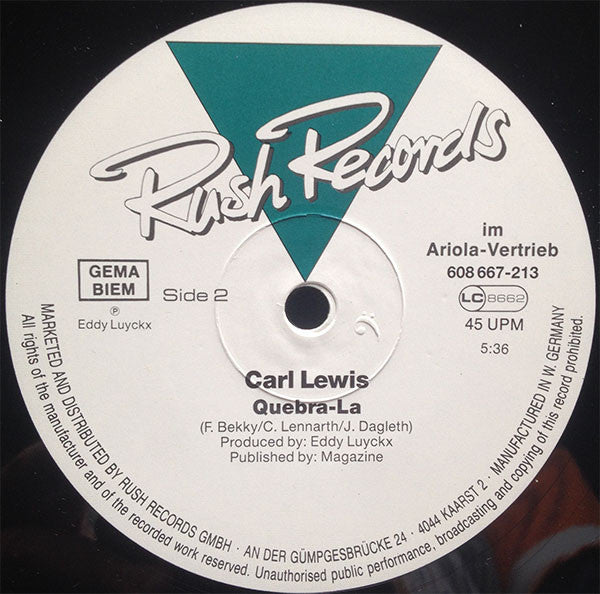 Carl Lewis : Break It Up (12", Maxi)