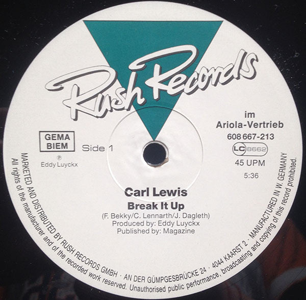 Carl Lewis : Break It Up (12", Maxi)