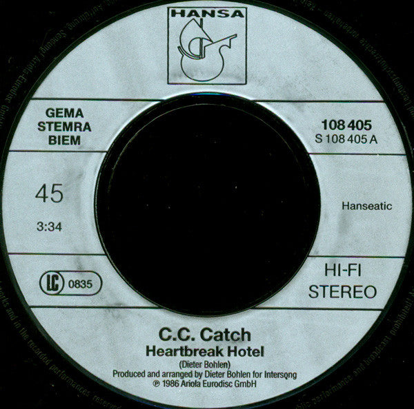 C.C. Catch : Heartbreak Hotel (7", Single)