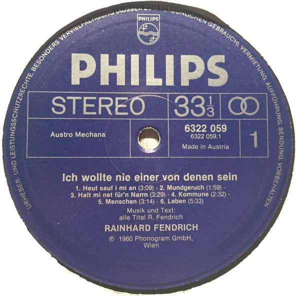 Rainhard Fendrich : Ich Wollte Nie Einer Von Denen Sein (LP, Album)