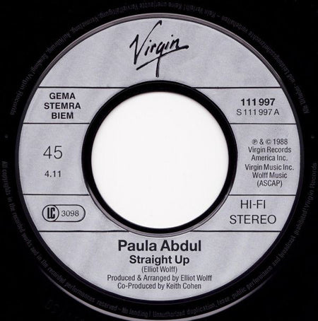 Paula Abdul : Straight Up (7", Single)