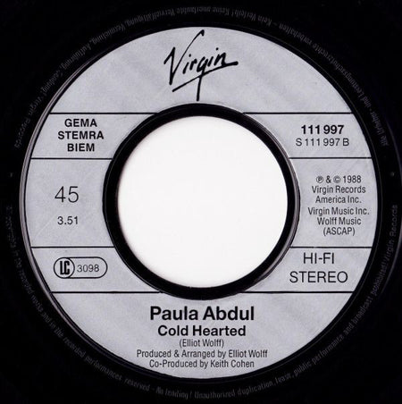 Paula Abdul : Straight Up (7", Single)