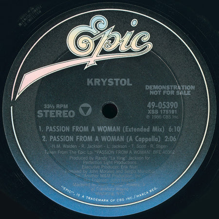 Krystol : Passion From A Woman (12", Single, Promo)