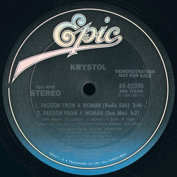 Krystol : Passion From A Woman (12", Single, Promo)
