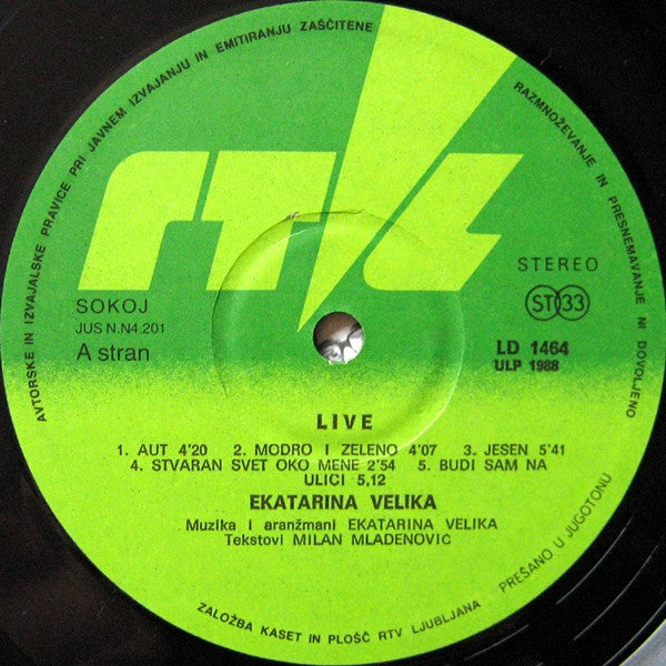 Ekatarina Velika : 19LIVE86 (LP, Album)