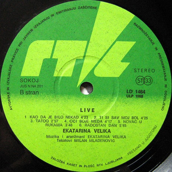 Ekatarina Velika : 19LIVE86 (LP, Album)