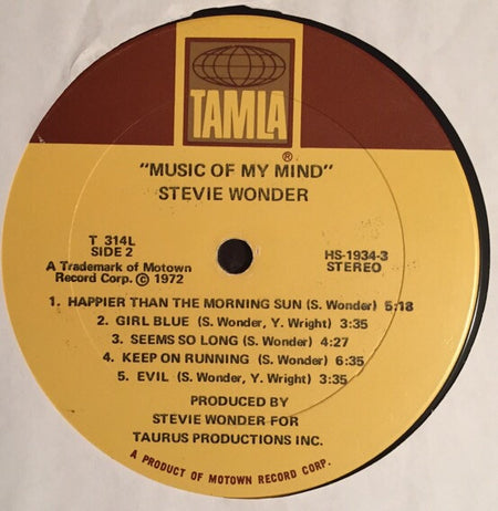 Stevie Wonder : Music Of My Mind (LP, Album, Gat)