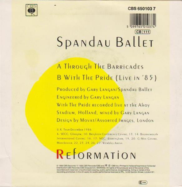 Spandau Ballet : Through The Barricades (7", Single)