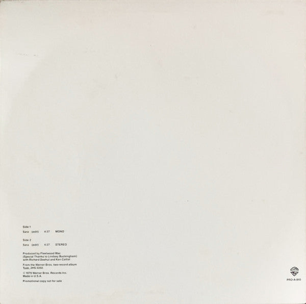 Fleetwood Mac : Sara (12", Mono, Promo)