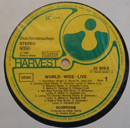 Scorpions : World Wide Live (2xLP, Album, Club)