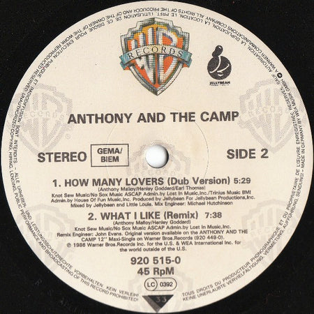 Anthony And The Camp : How Many Lovers (12")