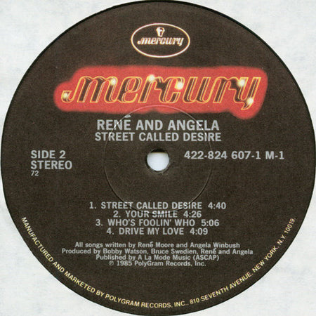 René & Angela : Street Called Desire (LP, Album, 72)