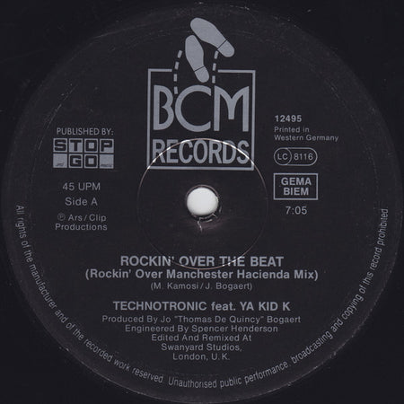Technotronic Featuring Ya Kid K : Rockin' Over The Beat (12", Maxi)