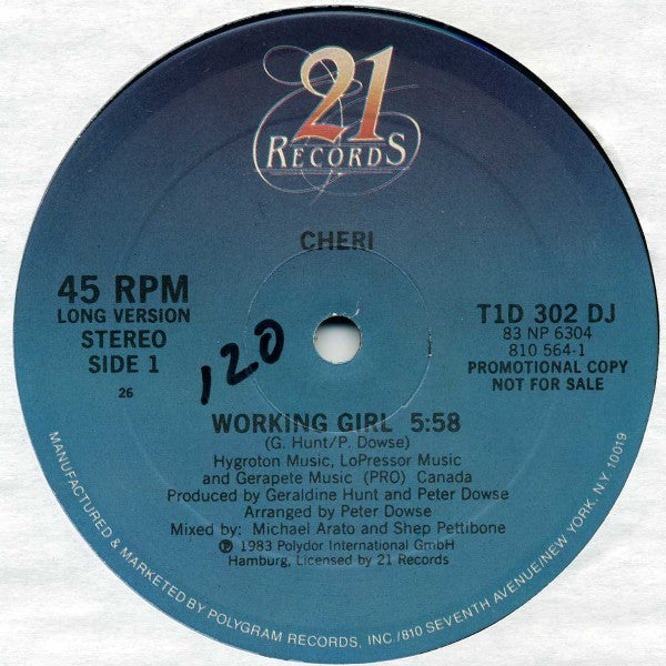 Cheri : Working Girl (12", Promo)