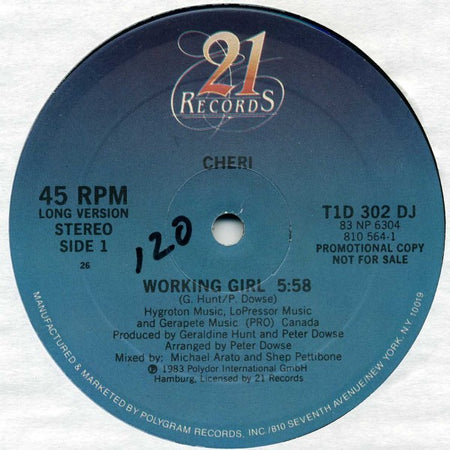 Cheri : Working Girl (12", Promo)