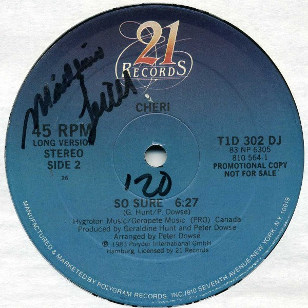 Cheri : Working Girl (12", Promo)