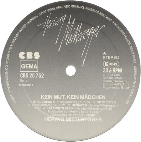 Herwig Mitteregger : Kein Mut - Kein Mädchen (LP, Album)