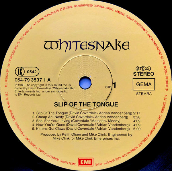Whitesnake : Slip Of The Tongue (LP, Album)