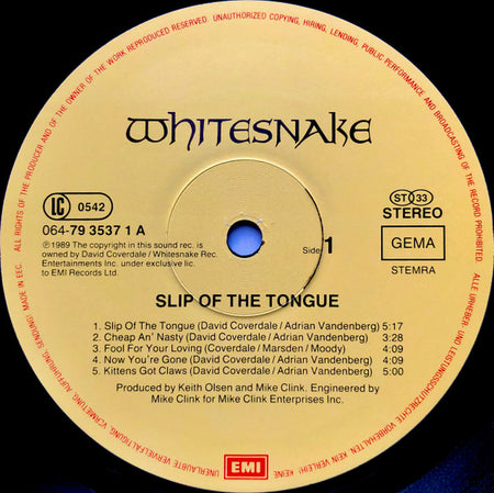 Whitesnake : Slip Of The Tongue (LP, Album)