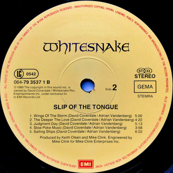 Whitesnake : Slip Of The Tongue (LP, Album)