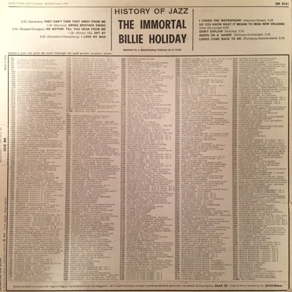 Billie Holiday : The Immortal Billie Holiday (LP, Comp, Mono)
