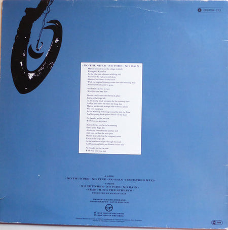 Tim Finn : No Thunder, No Fire, No Rain (Extended Mix) (12")